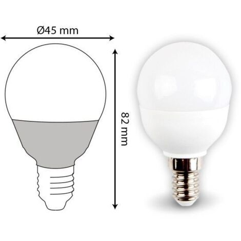 Lot de 10 ampoules LED E14 Mini Globe 5.5W 470 lumens Eq 40W  Température de Couleur: Blanc neutre 4000K