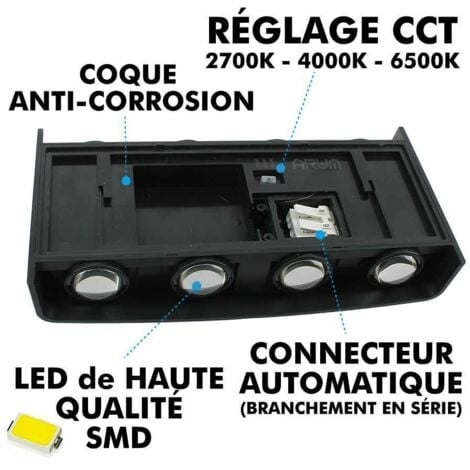 Applique murale extérieure CCT IP65 8W LED TENERIFE (3couleurs)