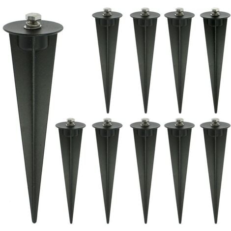 Lot de 10 Piquets métallique de fixation noir pour spot ou projecteur