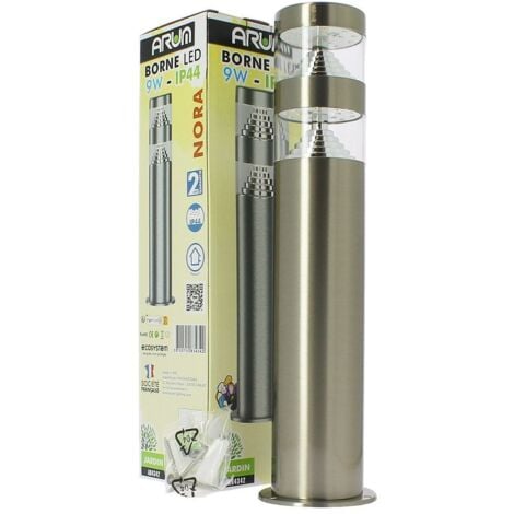 Borne de jardin LED 9W 40 CM INOX NORA IP44  Température de Couleur: Blanc neutre 4000K