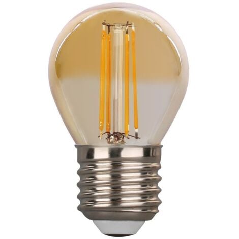 Ampoule LED E27 4W G45 (Balle de golf) Eq 40W AMBREE  Température de Couleur: Blanc chaud 2200K
