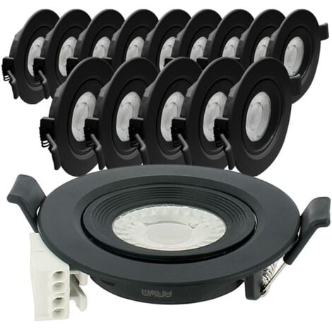 15 Spots Encastrables LED Noir ASTURIE Orientable 7W Eq. 75W  Température de Couleur: Blanc Chaud 3000K