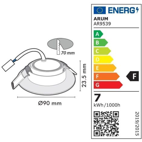 20 Spots Encastrables LED Noir ASTURIE Orientable 7W Eq. 75W  Température de Couleur: Blanc neutre 4000K