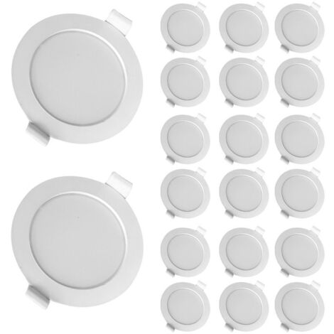 Arum Lighting – Lot de 20 spots encastrables 6W – Équivalent 50W – Blanc naturel – Angle de diffusion 120° – Transformateur LED intégré – Diamètre 100 mm