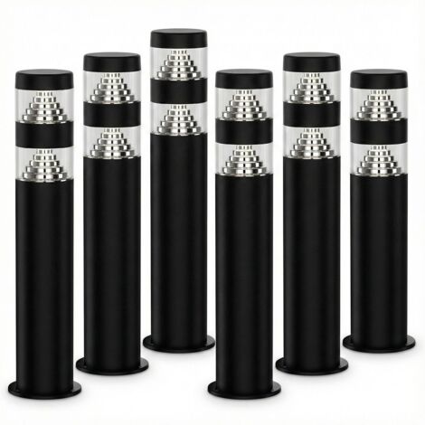 Arum Lighting – Lot de 6 bornes de jardin 9W LED noir 4000K – Hauteur 40 cm – Acier inoxydable – IP44 – 1000 lumens pour éclairage extérieur