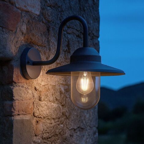 Applique extérieure Col de cygne BARNABE E27 Gris anthracite IP44