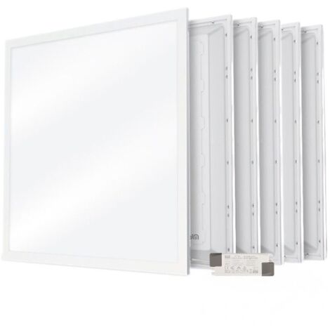 Arum Lighting – Lot de 6 dalles LED 600x600 40W – Haute luminosité 4000 lumens – Température de couleur 4000K – Intégration faux plafond