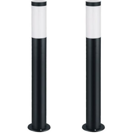 Arum Lighting – Lot de 2 bornes de jardin anthracite H 80cm – Acier inoxydable – Protection IP44 – Support E27 pour ampoule – Dimensions 7,5cm diamètre