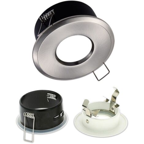 Support Spot LED étanche IP65 Fixe Rond BBC Acier Brossé