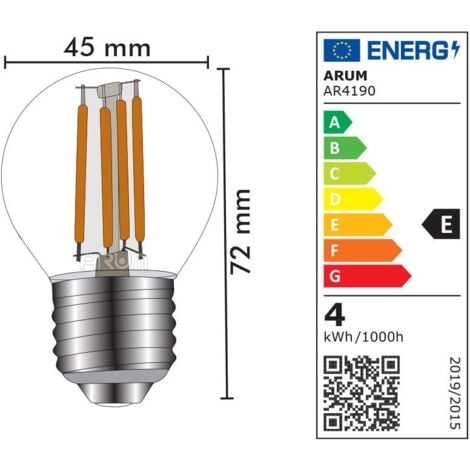 Ampoule LED 4W Eq 40W Standard  E27 G45  Température de Couleur: Blanc chaud 2700K