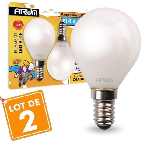 Lot de 2 Ampoules LED E14 Dépoli 4.5W Eq 40W P45 Température de Couleur:  Blanc