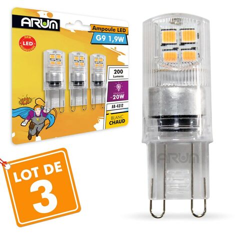 Lot de 3 Ampoules LED G9 1.9W Equivalent 20W Température de
