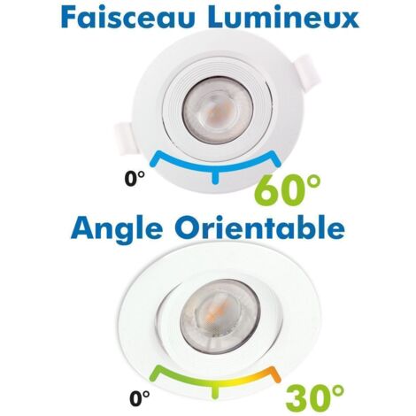 5 Spots Encastrables LED ASTURIE Orientable 7W Eq. 75W  Température de Couleur: Blanc Chaud 3000K