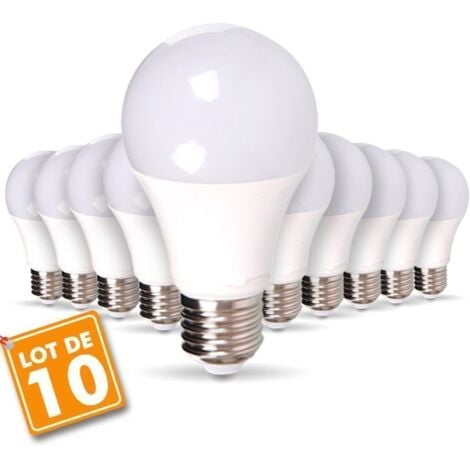 Lot de 10 Ampoules LED E27 8W eq 60W 806m Blanc froid