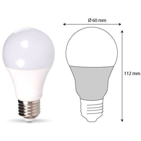 Lot de 10 Ampoules LED E27 11W  Eq 75W Blanc Chaud