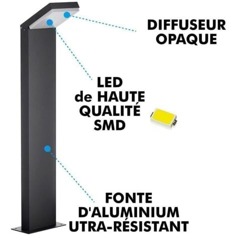 Borne LED Extérieure DAYTONA 12W Eq 120W IP44  Température de Couleur: Blanc neutre 4000K