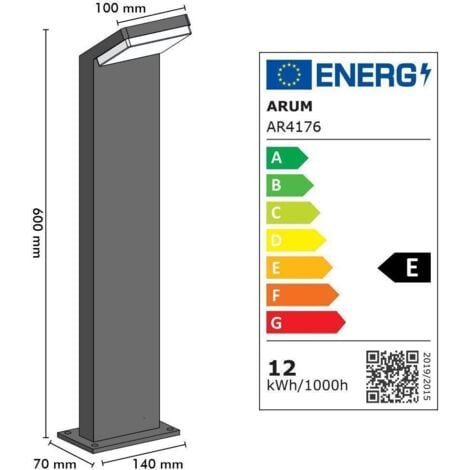 Borne LED Extérieure DAYTONA 12W Eq 120W IP44  Température de Couleur: Blanc neutre 4000K