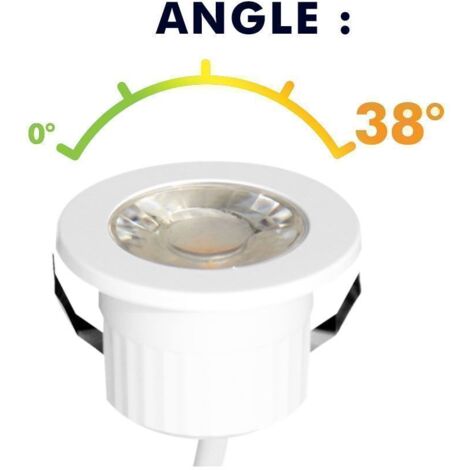 Mini spot encastrable LED 1W IP54 + 3 Collerettes  Température de Couleur: Blanc chaud 3000K