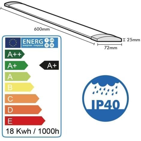 Reglette LED extra plate LINE 8W Eq 80W IP40 750Lm 28cm