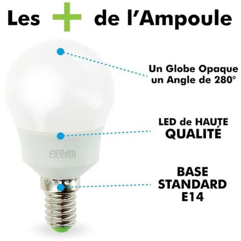 Ampoule LED SMD P45 Opaque, culot E14, 470 Lumens, conso. 5,3W (eq