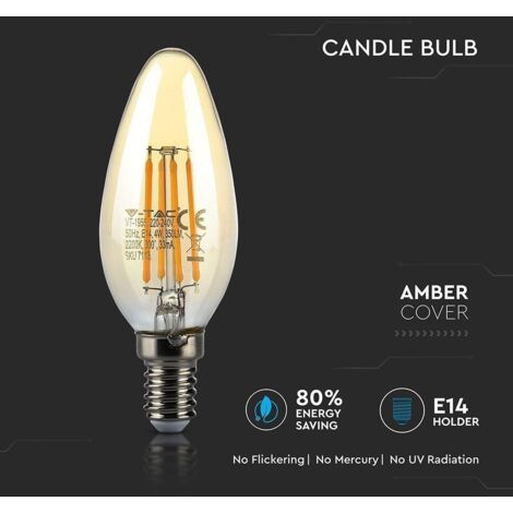 Ampoule, LED, E14, 2200K, Sphérique G45 filament, ambre, dimmable