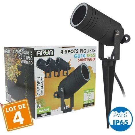 Lot de 4 Spots Piquets Extérieur SANTIAGO GU10 Éclairage de Jardin