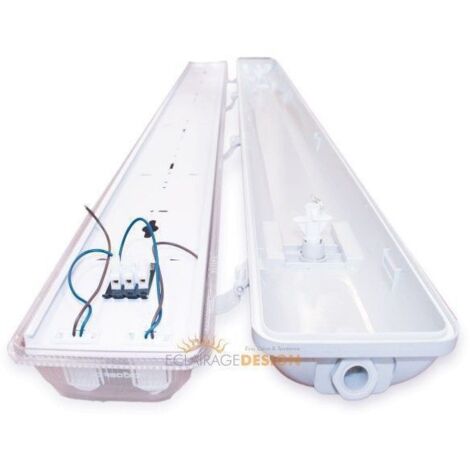 Lot de 2 boîtiers 150 cm + 4 tubes 150 cm (réglette pour garage, cave...)  Température de Couleur: Blanc neutre 4000K