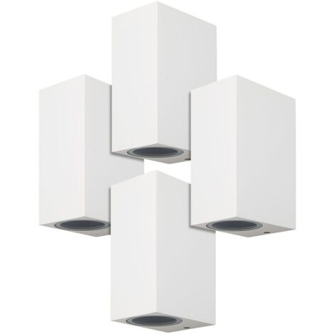 Arum Lighting – Lot de 4 appliques extérieures blanches rectangulaires – 2x GU10 – Indice de protection IP54 – Corps en fonte d'aluminium – Alimentation 220V (1/5)