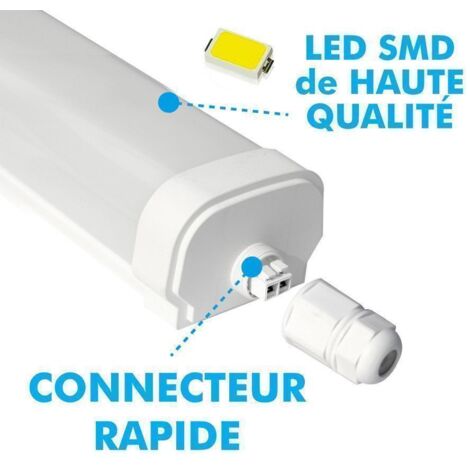 Lot de 6 Reglettes LED Etanche Panama 120cm 40W IP65 Interconnectable  Température de Couleur: Blanc neutre 4000K