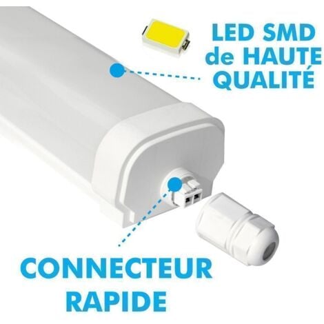 Lot de 8 Reglettes LED Etanche Panama 120cm 40W IP65 Interconnectable  Température de Couleur: Blanc Froid 6000K