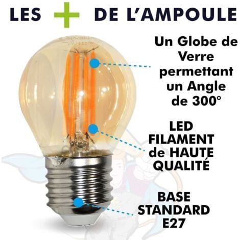Guirlande guinguette Professionnelle 10 Ampoules LED E27 4W Blanc Chaud Ambrée 10 mètres Interconnectable