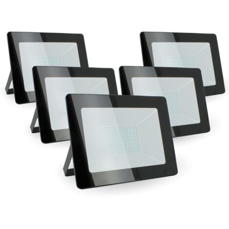 Arum Lighting – Lot de 5 projecteurs LED 50W IP65 extérieur – Blanc froid 6400K – Économie d'énergie jusqu'à 80% – Design ultra slim