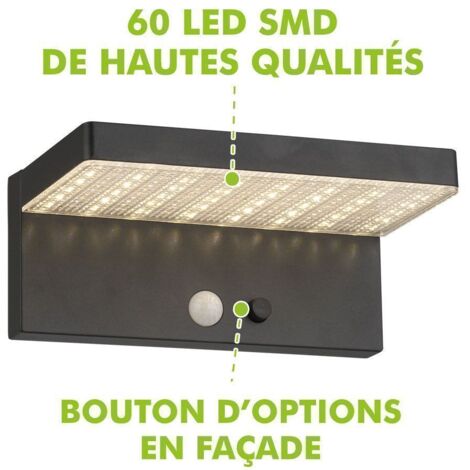 Applique murale solaire ESTRELLA Equi. 60W Détecteur de Présence 3 Modes