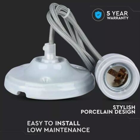 Suspension intérieur porcelaine Gris VINTAGE Ampoule E27