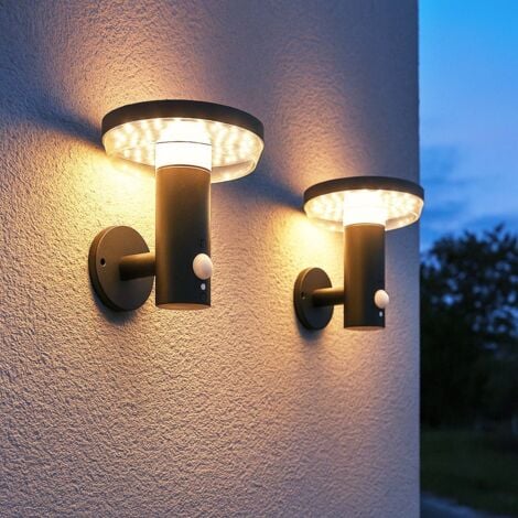Lot de 2 Appliques murales solaires MIRAMAR Equi. 60W Détecteur de Présence 3 Modes