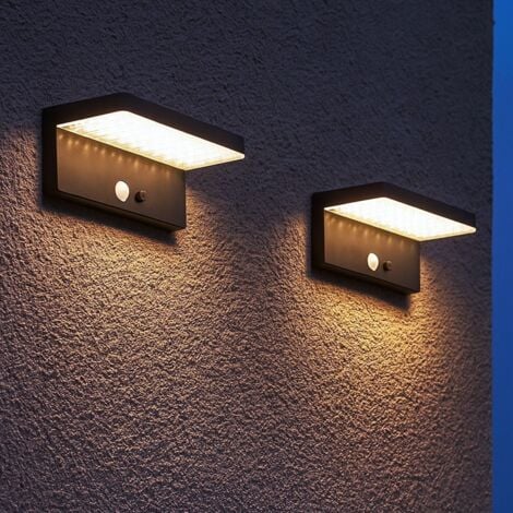 Lot de 2 Appliques murales solaires ESTRELLA Equi. 60W Détecteur de Présence 3 Modes