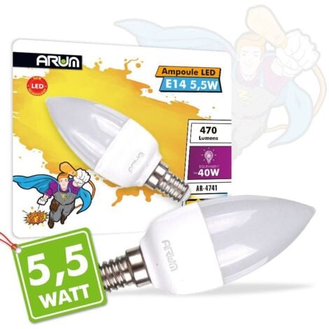 Lot de 6 ampoules LED E14 5.5W eq 40W Blanc chaud