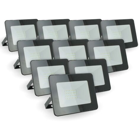 Eclairage Design – Lot de 10 projecteurs LED 20W IP66 extérieur – Blanc neutre 4000K – Économie d'énergie jusqu'à 80% – Installation directe 220V AC
