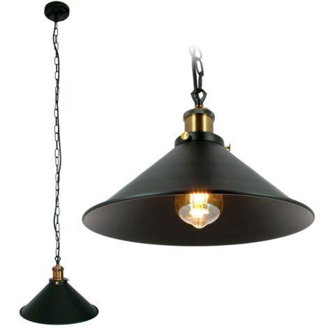Suspension Industrielle Vintage E27 métal Noir et Cuivre (Ø 26cm)