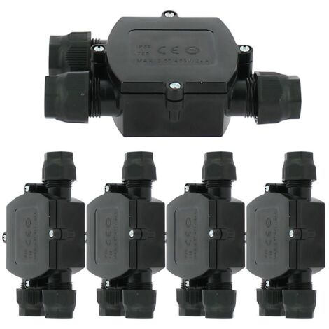 Arum Lighting – Lot de 5 boîtiers d’interconnexion étanches 3 voies – Connecteur automatique pour câbles 0,75 à 2,5 mm² – Dimensions 110 x 73 x 36 mm – Norme IP68