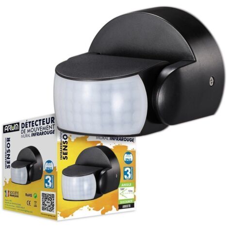 Lot de 2 Détecteurs de Mouvement Mural Infrarouge IP65 Noir