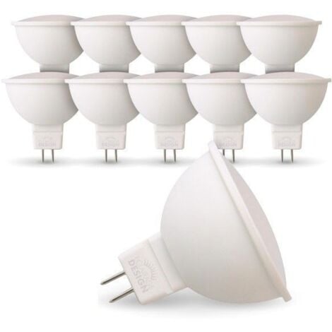 Lot de 10 Ampoules LED GU5.3 MR16 5W Eq 40W | Température de Couleur: Blanc chaud 2700K