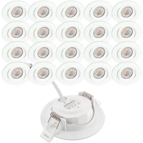 20 Spots Encastrables LED ASTURIE Orientable 7W Eq. 75W  Température de Couleur: Blanc Chaud 3000K