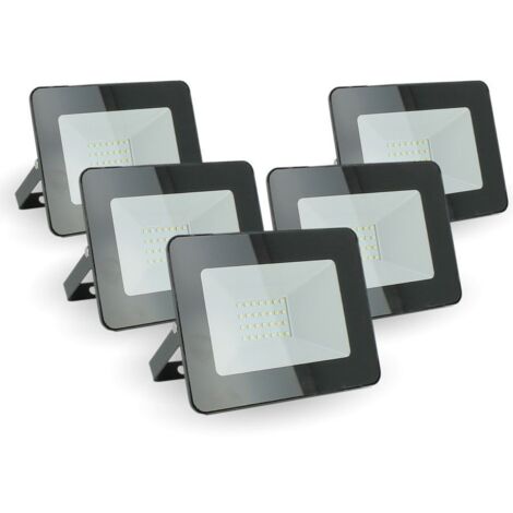 Arum Lighting – Lot de 5 projecteurs LED 20W IP65 extérieur – Température couleur 3000K blanc chaud – Économie d'énergie jusqu'à 80% – Dimensions 11.4x8.5x2.6cm