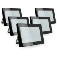 Arum Lighting – Lot de 5 projecteurs LED 100W – 9000 lumens – IP65 pour extérieur – Température de couleur blanc chaud 3000K – Angle 120°
