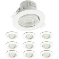Arum Lighting – Lot de 10 spots LED encastrables orientables 8W équivalent 75W – Blanc chaud 3000K – Angle 60° – Dimensions 75mm