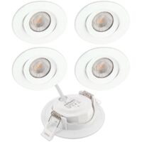 Arum Lighting – Lot de 5 spots encastrables LED orientables 7W – Équivalent 75W – Température de couleur 4000K – Finition blanche – Angle 60°