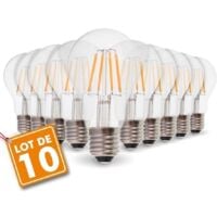 Lot de 10 Ampoules LED E27 4.9W Filament eq. 40W blanc chaud 2700K