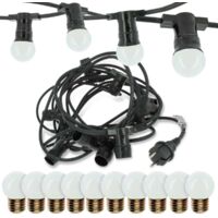 Arum Lighting – Guirlande lumineuse d'extérieur 10 ampoules LED E27 1W blanc chaud 10 mètres – Interconnectable jusqu'à 80 mètres – IP44 pour intérieur/extérieur