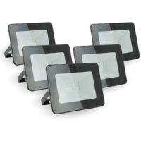 Arum Lighting – Lot de 5 projecteurs LED 20W IP65 extérieur – Lumière blanche froide 6000K – 1800 lumens – Fonte d'aluminium – Angle de diffusion 120°